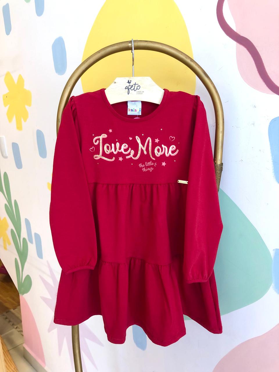Vestido manga longa menina Kaiani Love More 3 Marias