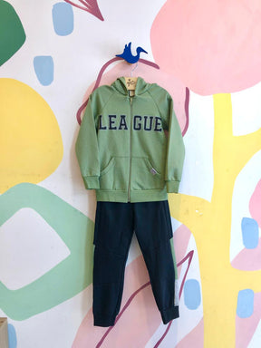 Conjunto Manga Longa Calça menino Jaqueta League Com Touca