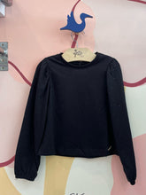 Blusa manga longa menina Momi Manga Bufante Strass Preto