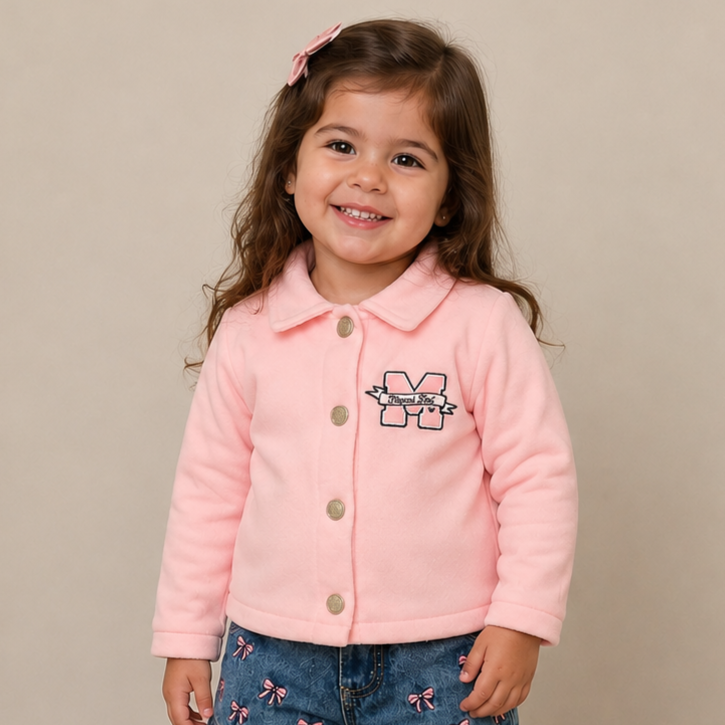 Casaco manga longa menina Momi Flanelada com Patch