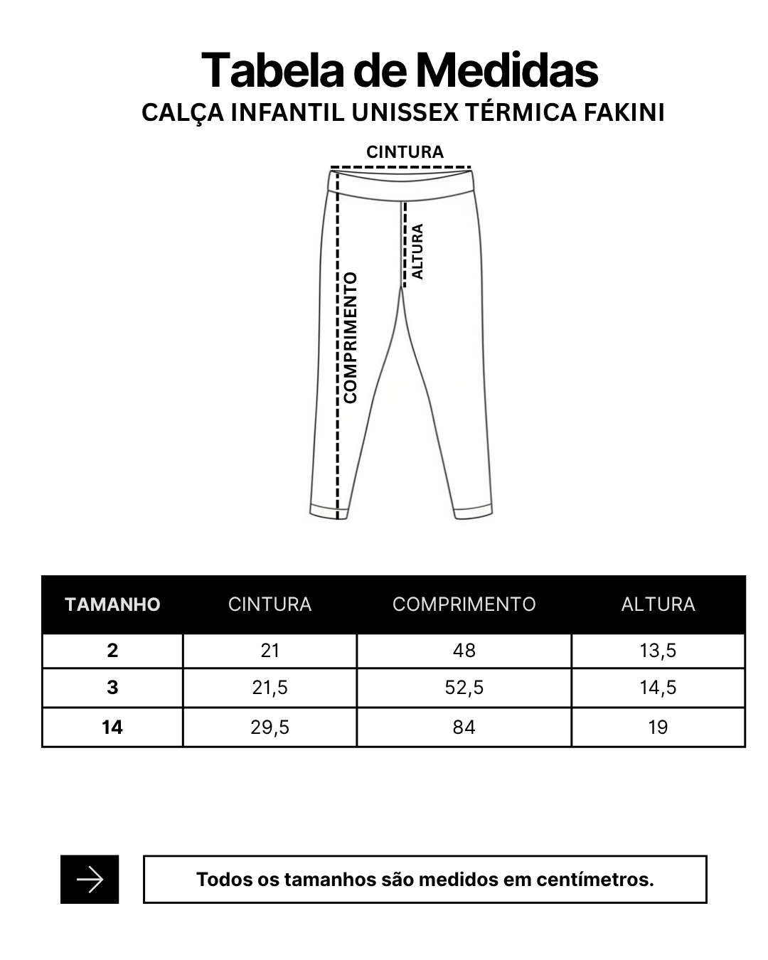 Calça Infantil Unissex Térmica Preta Fakini