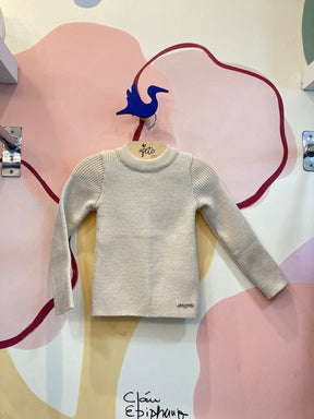 Blusa manga longa menina Momi Tricot Basica Areia