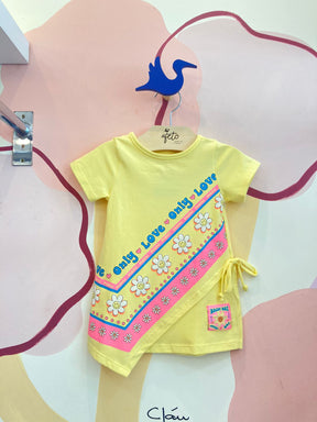 Vestido Manga Curta Momi Fem Margaridas Amarelo