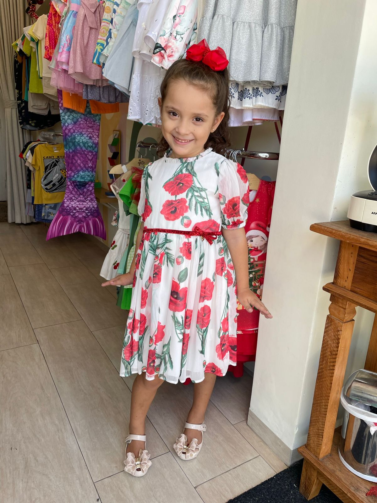 Vestido Manga Curta Bambolina Infantil menina Flores