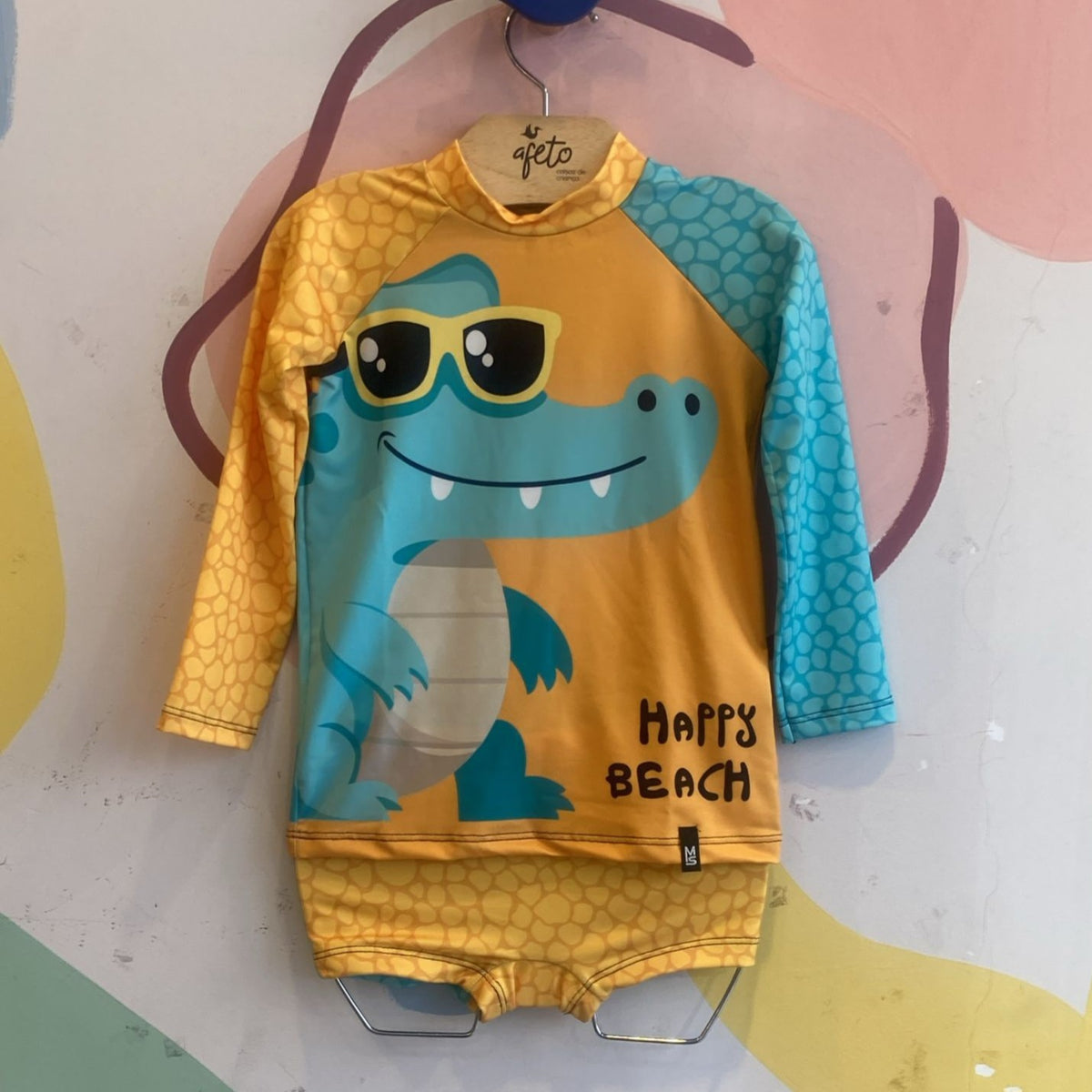 Conjunto Praia Marujos & Sereias menino Jacare laranja verde