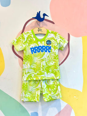 Pijama Manga Curta Shorts Infantil Menino Dino