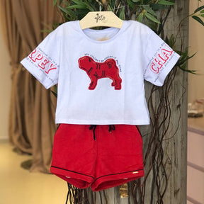 Conjunto Manga Curta Shorts Charpey Infantil menina Cropped