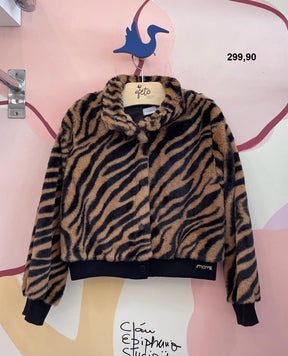Jaqueta manga longa menina Momi Bomber Pelucia Tigre Preto