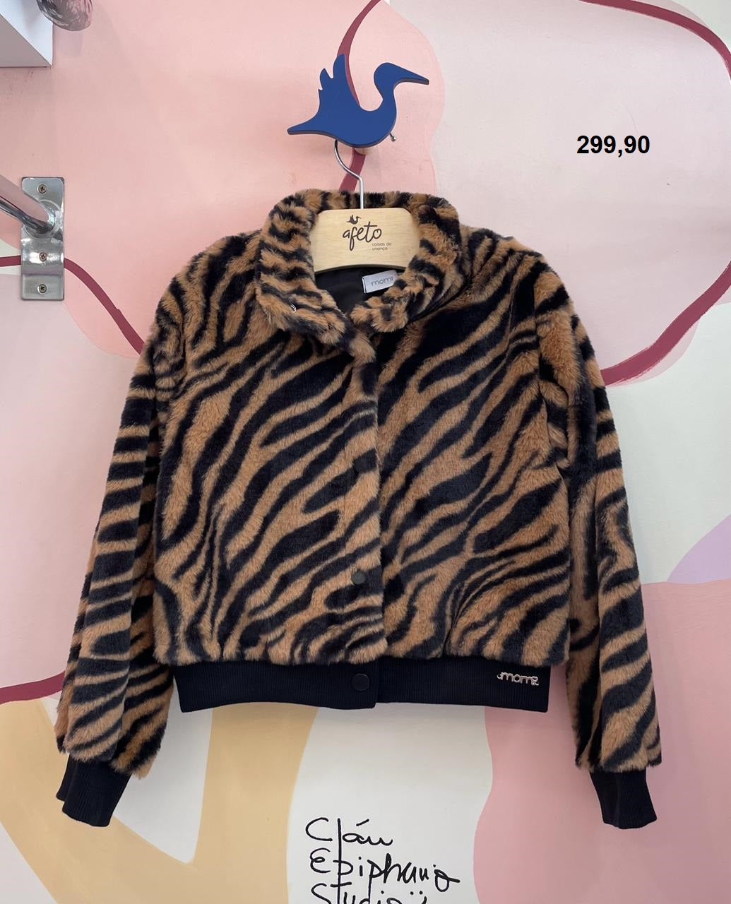 Jaqueta manga longa menina Momi Bomber Pelucia Tigre Preto