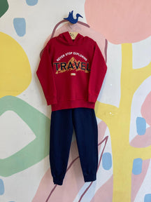 Conjunto Manga Longa Calça menino Travel Com Touca