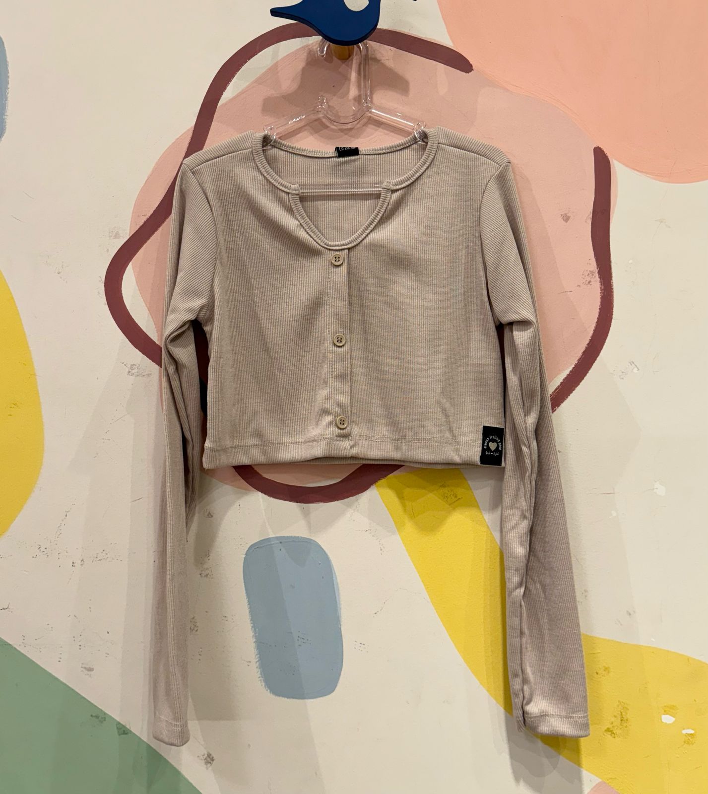 Blusa Manga Longa menina canelada Botoes It Girl