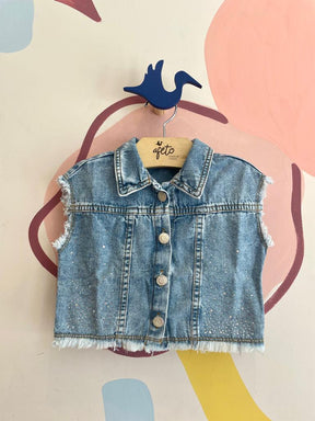 Colete Momi Infantil menina com Strass Jeans