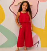 Macaquinho Regata Malagah Infantil Menina Babado Frontal Liso