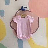 Body manga curta Baby Fashion menina Algodao Rosa