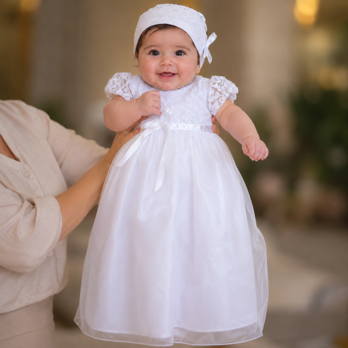 Vestido manga curta menina Mandriao com Gorro