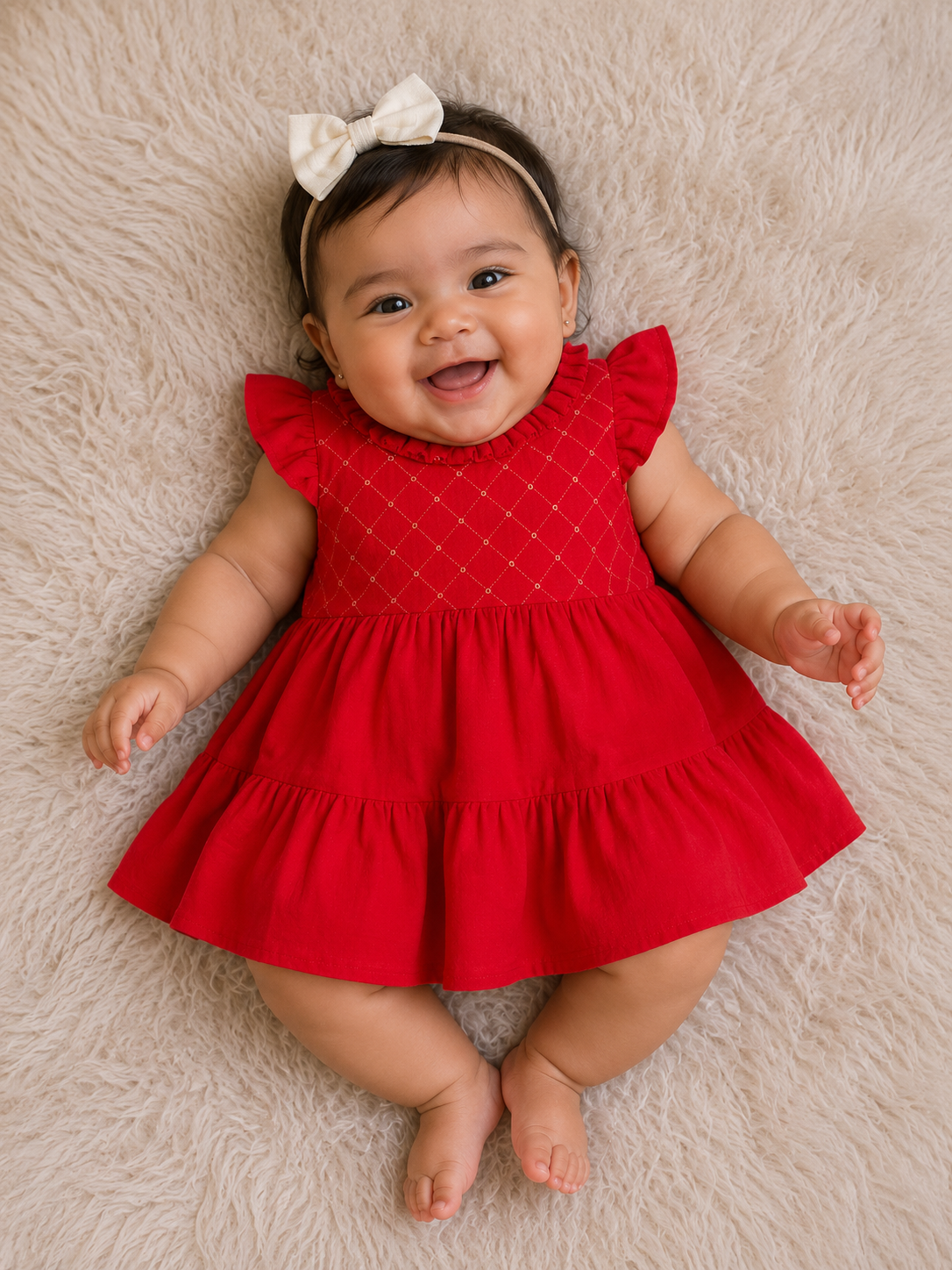 Vestido Manga Curta Bebe Petit Cherie Infantil Fem Linho Paete