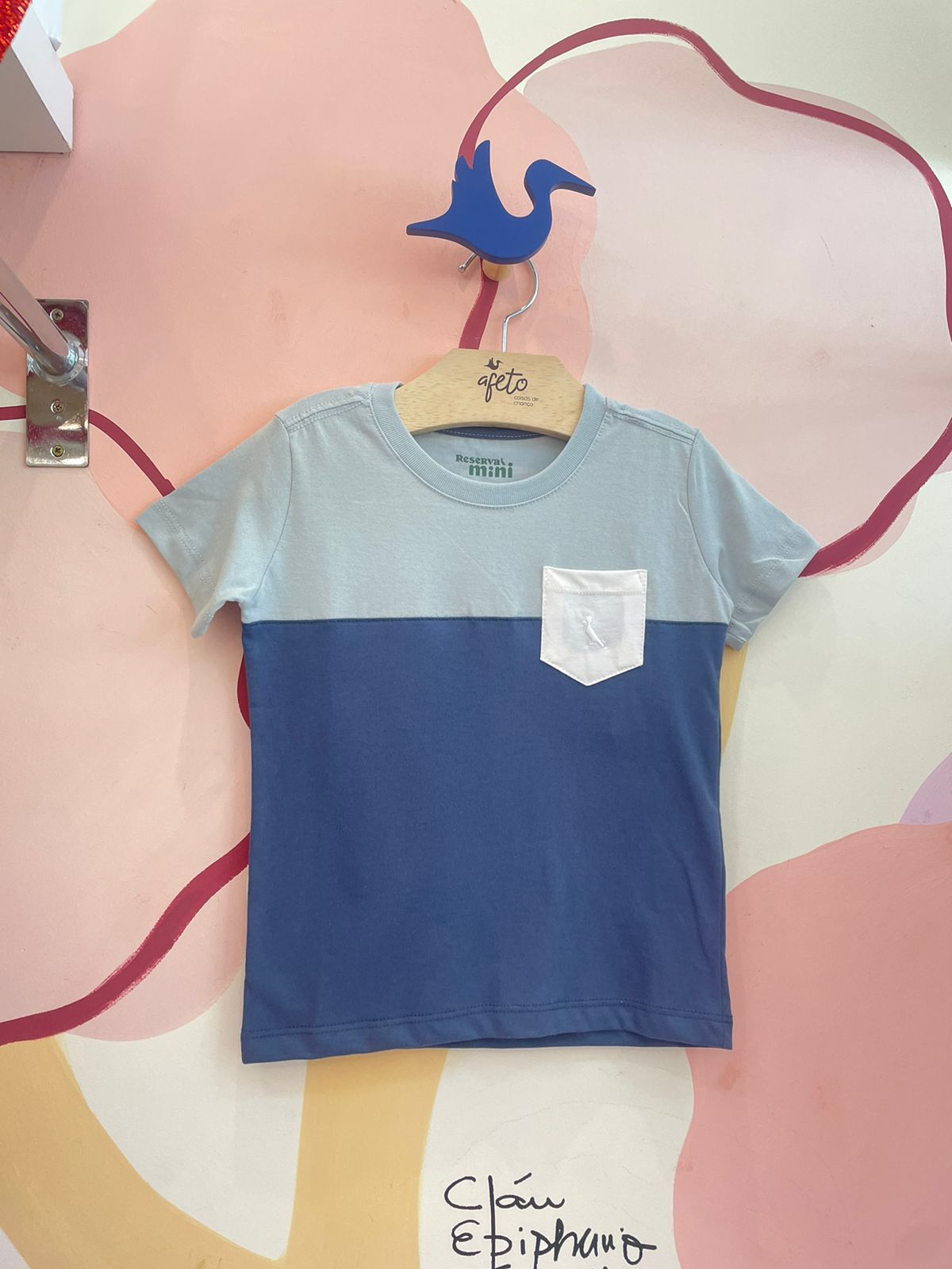 Camiseta manga curta menino Bicolor Bolsinho