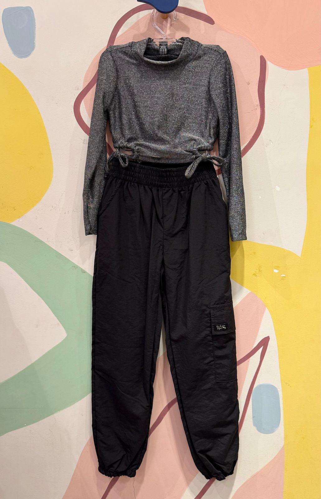 Conjunto Manga Longa Calça menina lurex Jogger