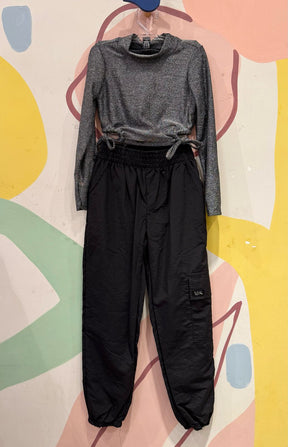 Conjunto Manga Longa Calça menina lurex Jogger