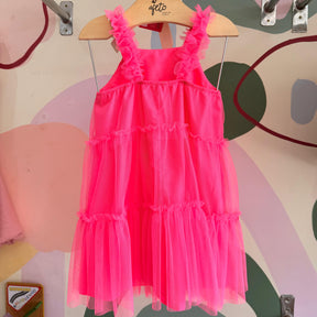 Vestido Infantil Menina Regata Tule Rosa Neon Mon Sucre Julia