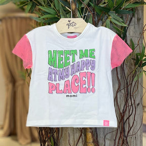 Blusa Manga Curta Momi menina Manga Telinha Neon