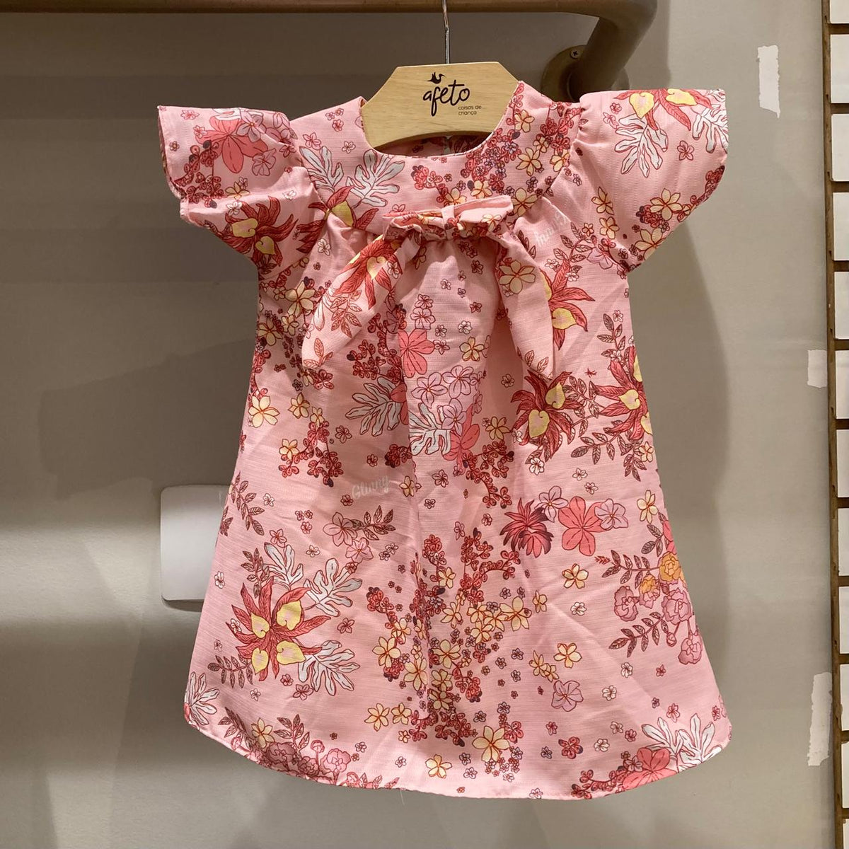 Vestido Manga Curta menina Boca Grande Flores Laco