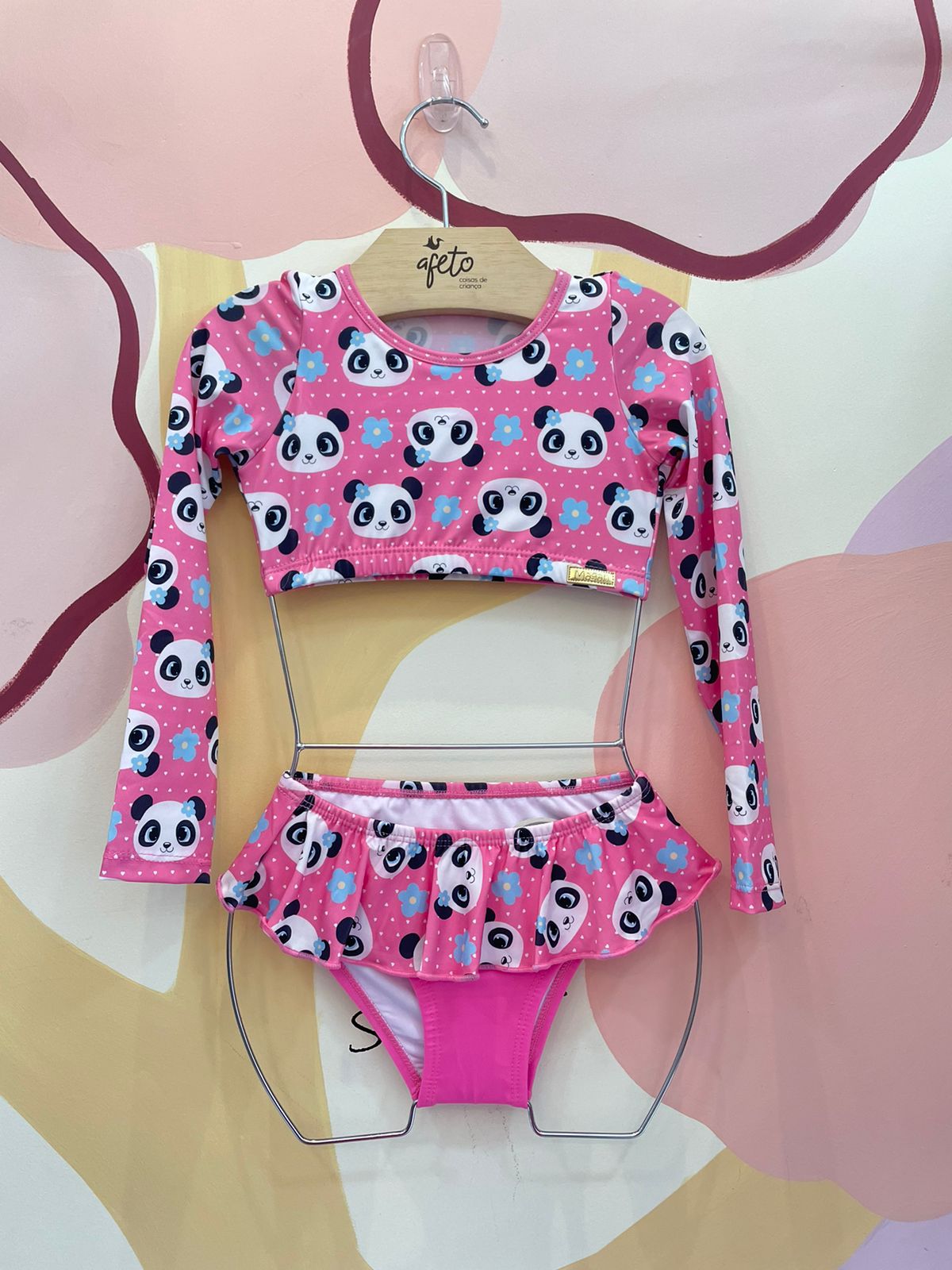 Biquini Magah menina Panda Babados Manga Longa Uv