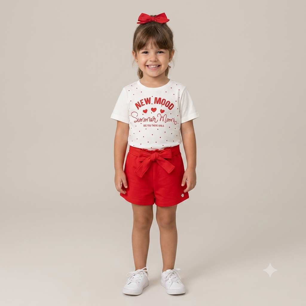 Conjunto Momi manga curta Shorts menina New Mood