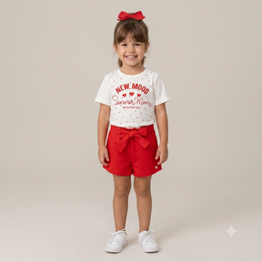 Conjunto Momi manga curta Shorts menina New Mood