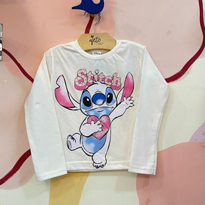 Blusa manga longa Disney menina Stitch coração