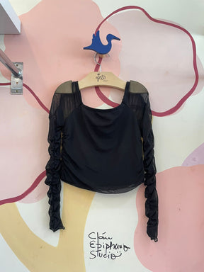 Blusa Manga Longa menina cropped Tule Vallen