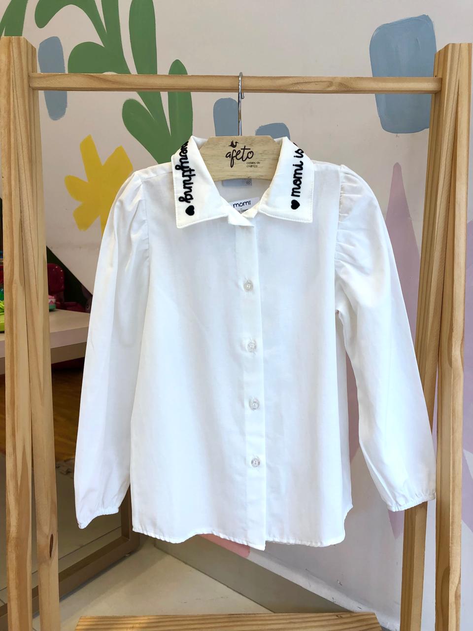 Camisa manga longa menina Momi Lettering Manga Bufante Ogg