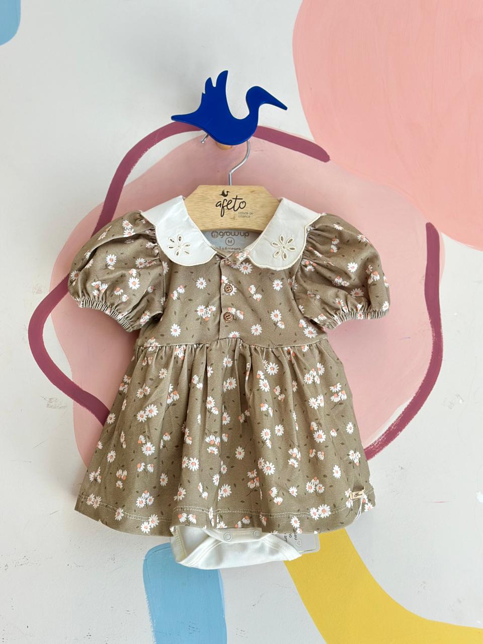 Vestido Body manga curta Growup menina Margarida gola