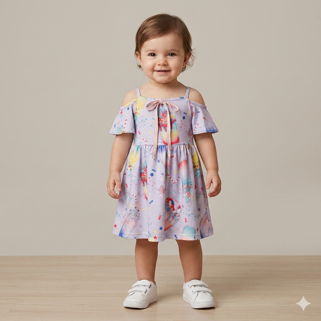 Vestido Manga Curta menina Mon Sucre Sorvete