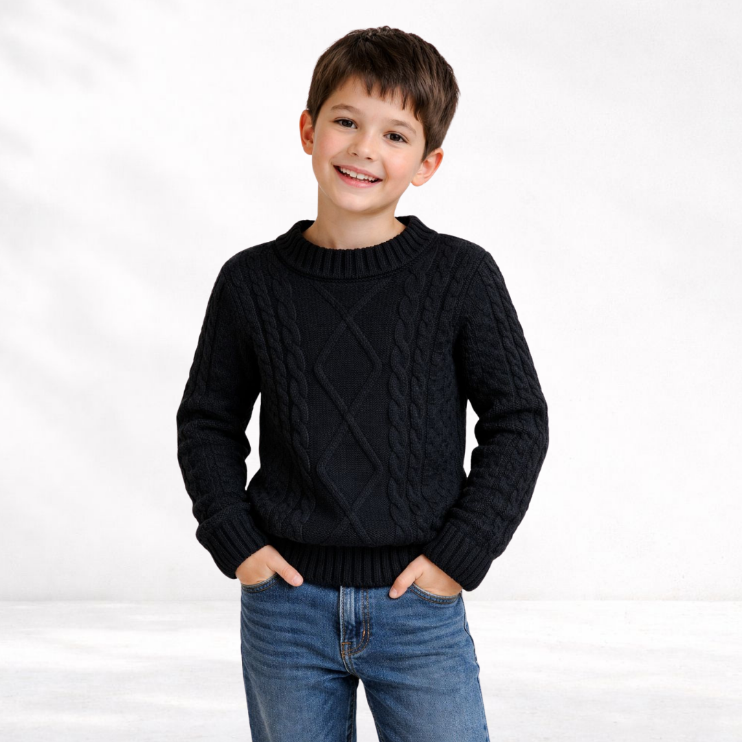Blusa Sueter Inverno Tricot Infantil Preto