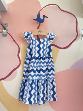 Vestido Regata Momi Infantil menina Ondas Branco