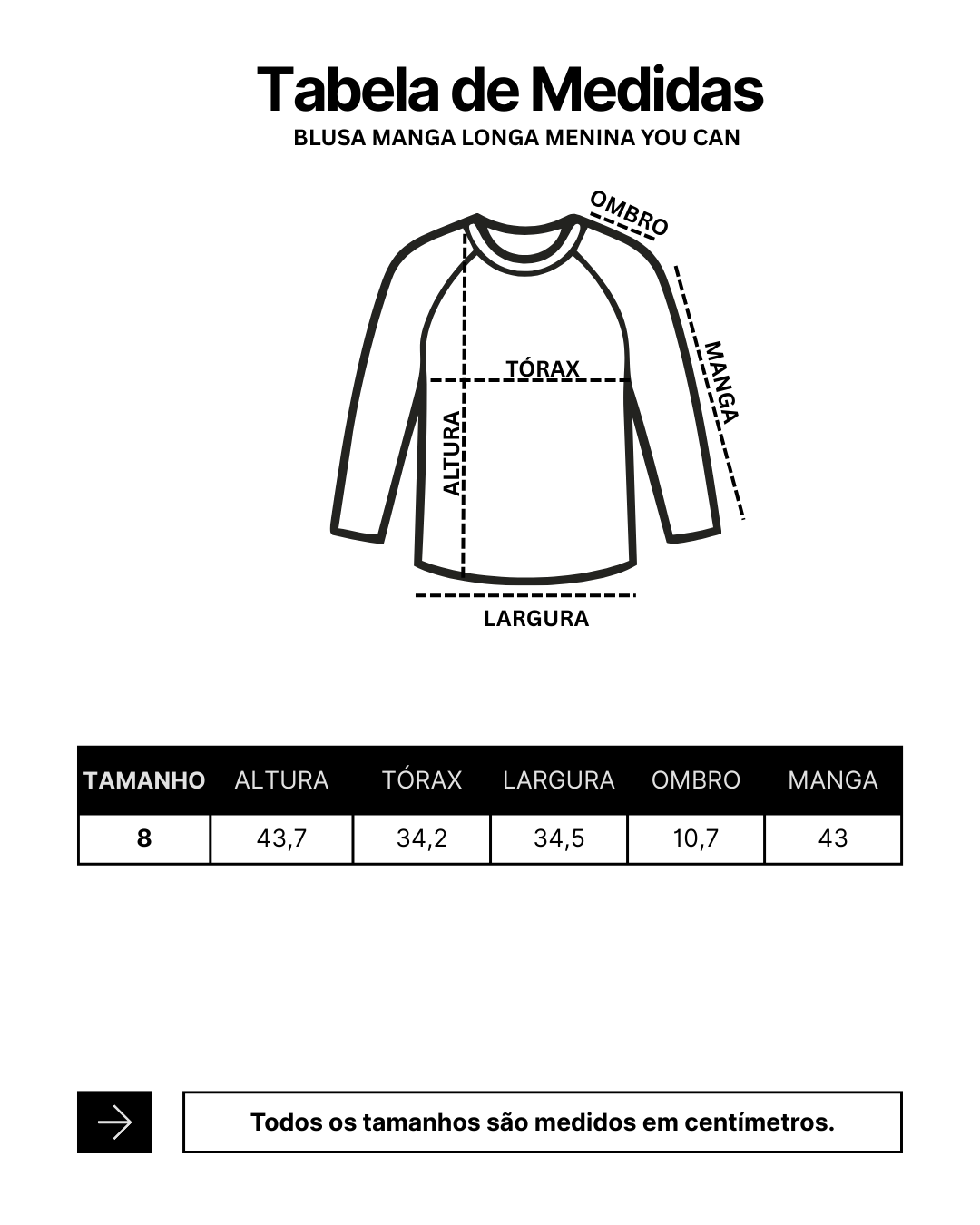 Blusa Manga Longa Infantil Menina You Can Algodão Caramelo