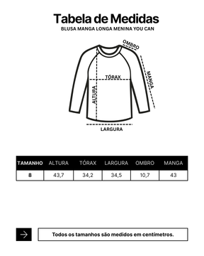 Blusa Manga Longa Infantil Menina You Can Algodão Caramelo