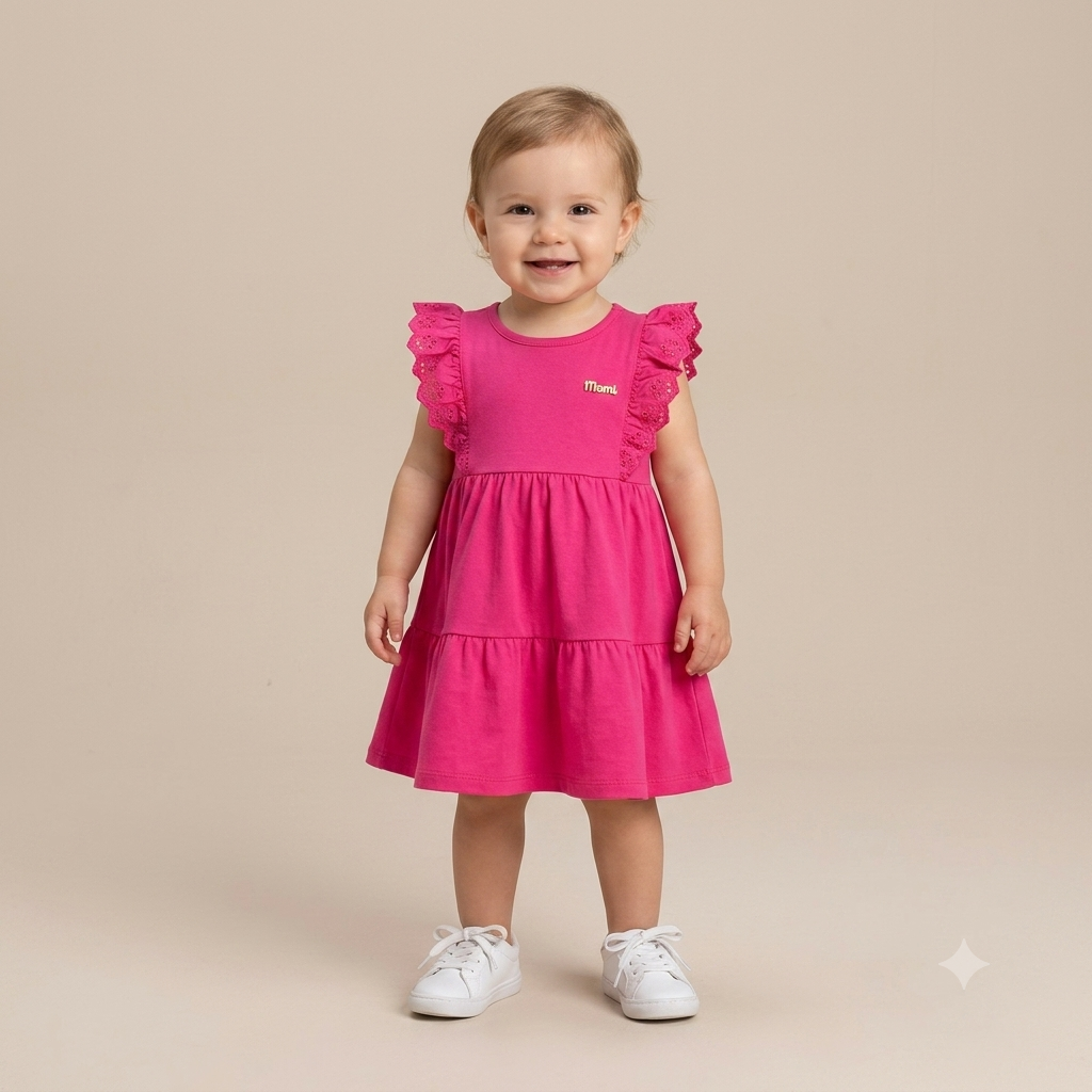 Vestido Regata Momi Infantil Fem Babados Lasie Liso