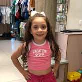 Blusa Regata Menina You+Me Vacation Branco Rosa