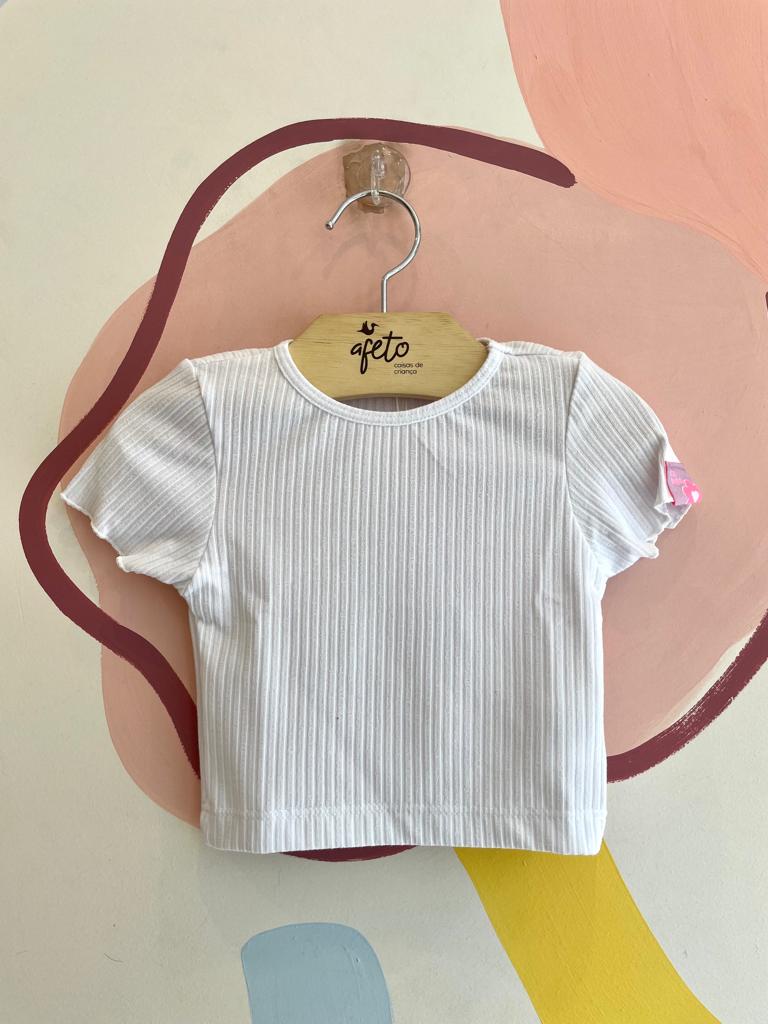 Blusa Manga Curta Malagah Infantil Fem Canelada Branco