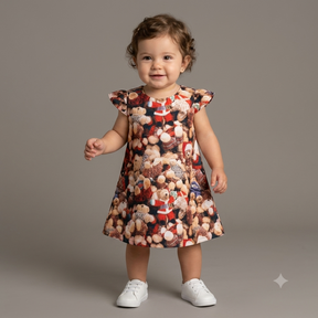 Vestido manga curta menina infantil Yoyo Natal Estampado