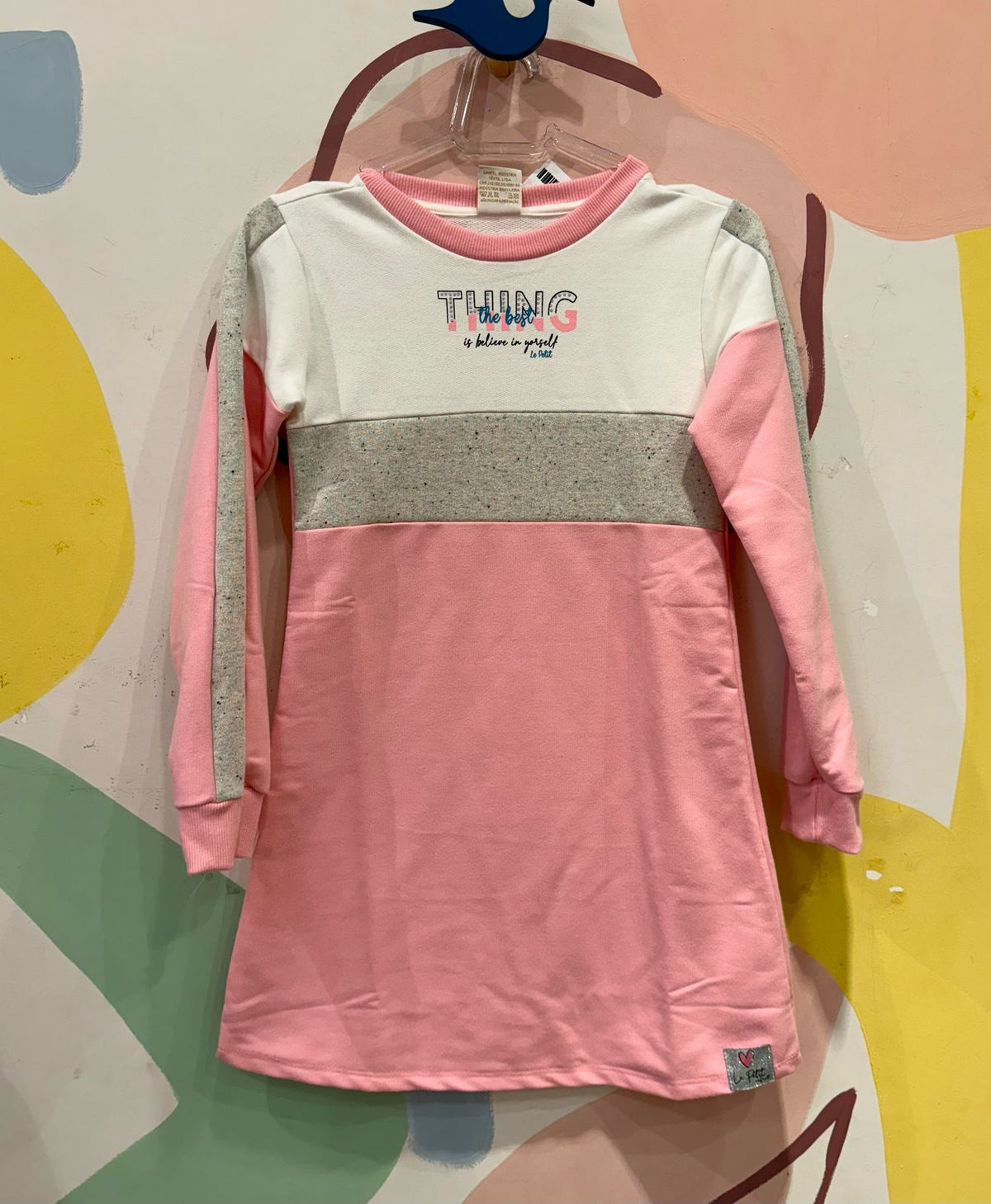 Vestido Manga Longa menina Moletinho The Best Rosa