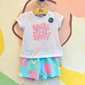Pijama manga curta Shorts menina Choose To Be Happy