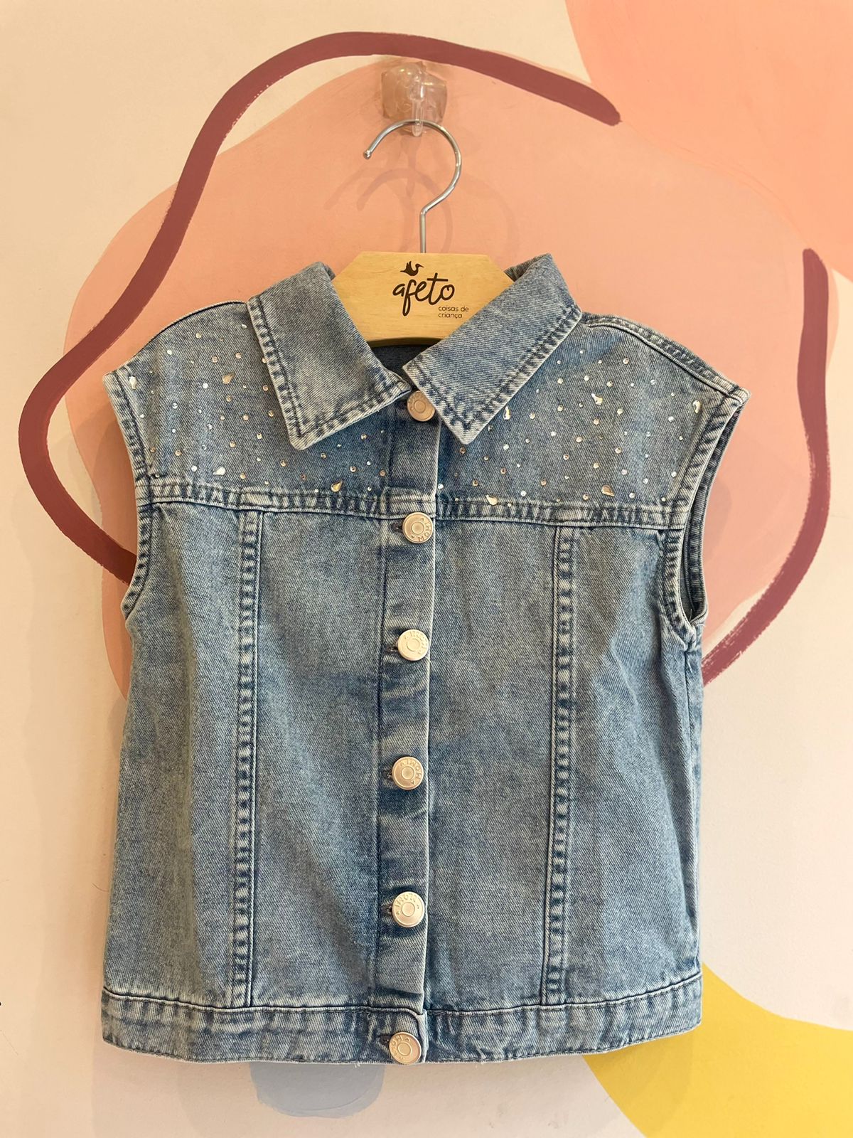 Colete Infantil menina com Strass Jeans Momi