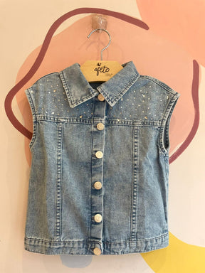 Colete Infantil menina com Strass Jeans Momi
