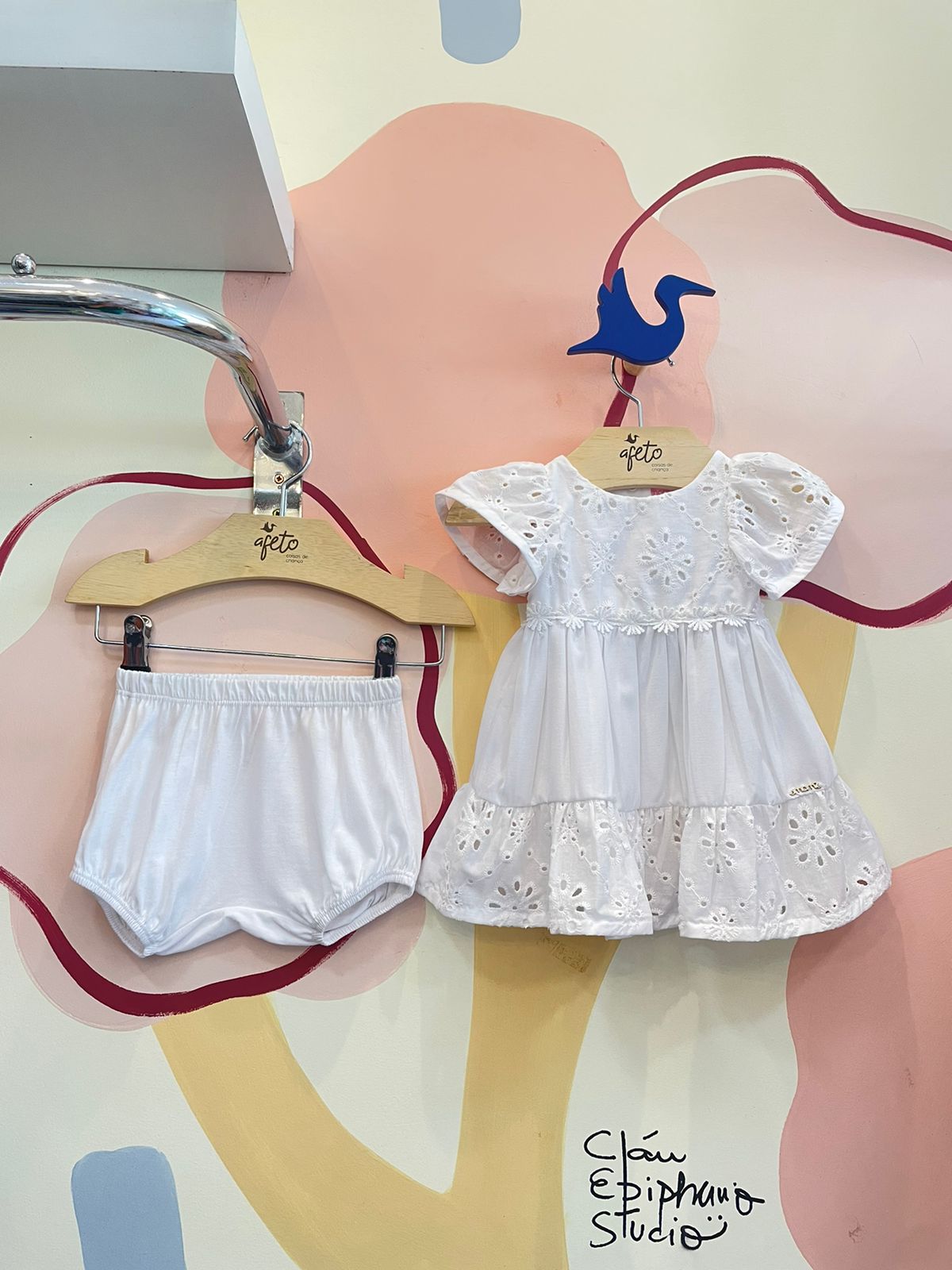 Vestido Manga Curta Bebe Momi menina Lasie com Tapa Fralda ( Não Acompanha Laço )