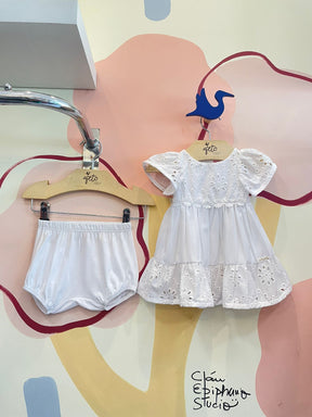 Vestido Manga Curta Bebe Momi menina Lasie com Tapa Fralda ( Não Acompanha Laço )
