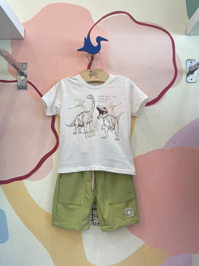 Conjunto manga curta Bermuda menino Dino