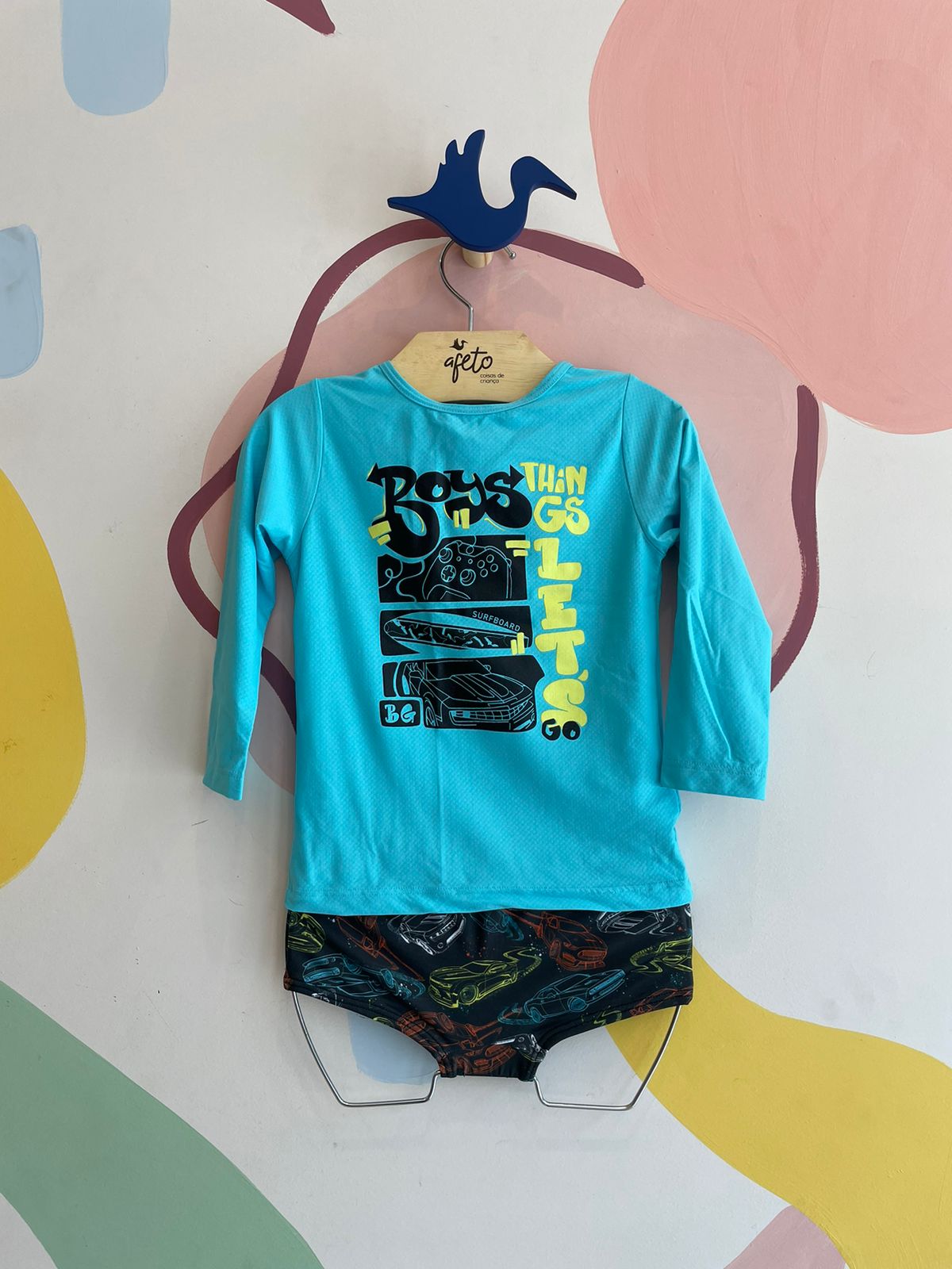 Conjunto Praia Manga Longa Bograntex Infantil menino Carros